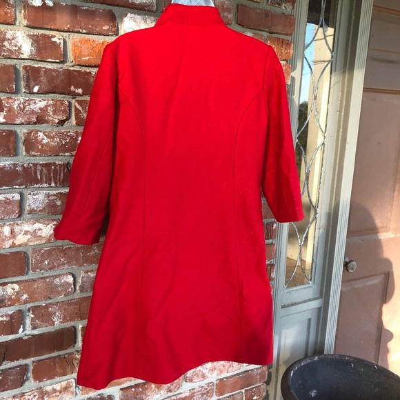 Tulle red wool long peacoat junior size medium - Picture 4 of 6